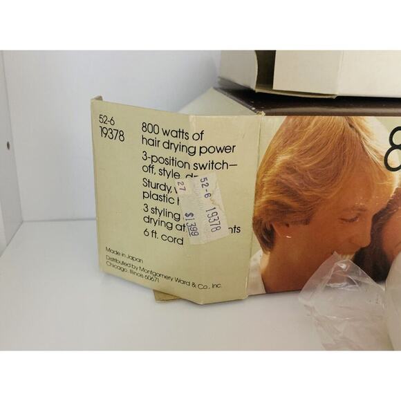 New In Box 1970s Hair Dryer 800 Watt Vintage Montgomery Ward Original Box New - Picture 8 of 11